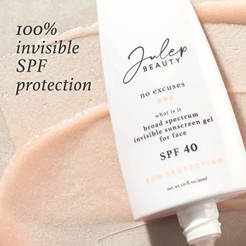 Julep No Excuses SPF 40 Clear Facial Sunscreen Broad-Spectrum - Glow Face Moisturizer With Antioxidants - Non-Greasy Formula - Safe for Sensitive and Acne Prone Skin - 1 Fl Oz