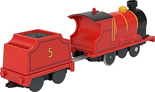 Thomas & Friends Motorized Toy Train James Battery-Powered Engine with Tender for Preschool Pretend Play Ages 3+ Years