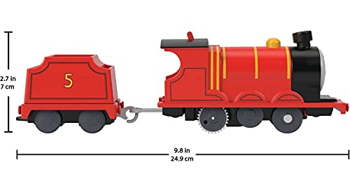 Thomas & Friends Motorized Toy Train James Battery-Powered Engine with Tender for Preschool Pretend Play Ages 3+ Years