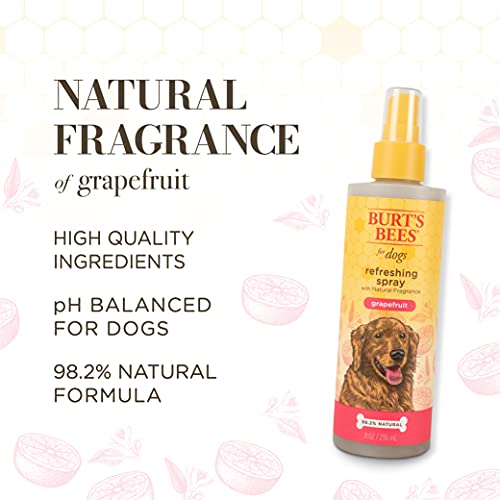 Burt's Bees for Dogs Refreshing Spray with Natural Grapefruit Fragrance Natural Dog Deodorizing Spray, pH Balanced for Dogs, Sulfate & Paraben Free, Made in The USA, 8 oz