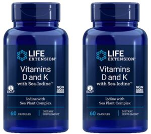 life extension vitamins d and k with sea-iodine 60 capsules (2pack)
