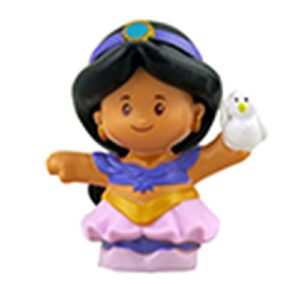 f-price replacement part for fisher-price little people princess figure pack – gkg98 ~ replacement jasmine figure in purple and pink dress and holding white bird, brown, black, blue, white