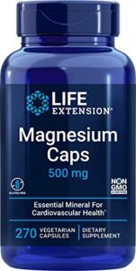 life extension magnesium caps 500mg, 270 veg capsules – broad spectrum – 3 mags in 1 supplement: oxide, citrate, succinate – vegetarian