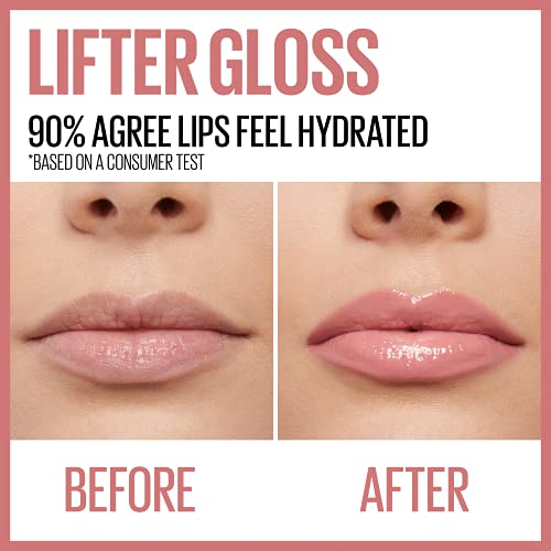 Maybelline Lifter Gloss, Hydrating Lip Gloss with Hyaluronic Acid, High Shine for Plumper Looking Lips, Amber, Cream Neutral, 0.18 Ounce