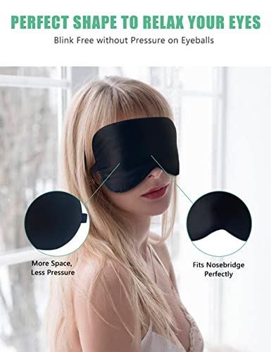 Silk Sleep Mask, 2 Pack 100% Real Natural Pure Silk Eye Mask with Adjustable Strap, Eye Mask for Sleeping, BeeVines Eye Sleep Shade Cover, Blocks Light Reduces Puffy Eyes Gifts