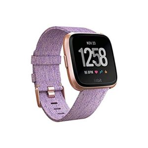 fitbit versa special edition smartwatch with woven band – lavender / rose gold (renewed)