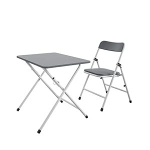 cosco kid’s 2-piece table & chair activity set, gray & white, pinch-free design, easy to clean, multi-purpose, no assembly required, portable, for snacking, homework, & games, gray