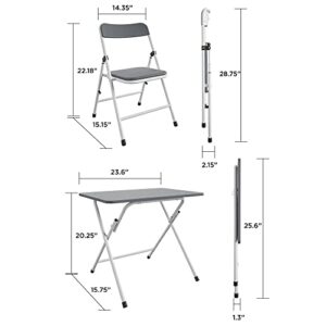 COSCO Kid's 2-Piece Table & Chair Activity Set, Gray & White, Pinch-Free Design, Easy to Clean, Multi-Purpose, No Assembly Required, Portable, for Snacking, Homework, & Games, Gray