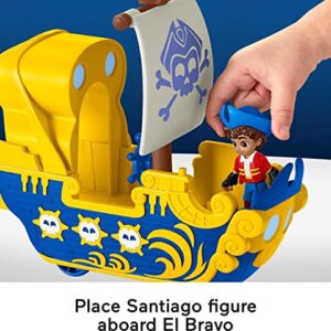 Fisher-Price Santiago of the Seas Preschool Toys Santiago Figure & El Bravo Pirate Ship Set for Pretend Play Ages 3+ Years