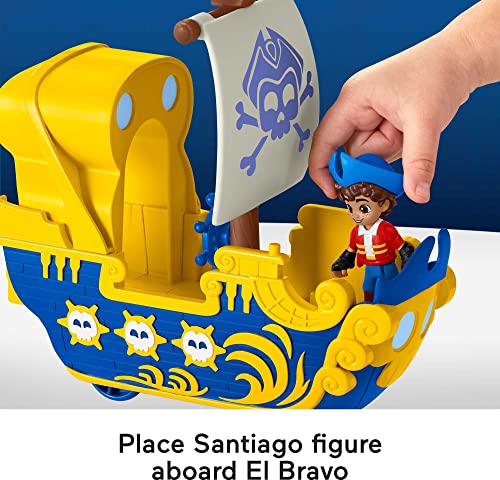 Fisher-Price Santiago of the Seas Preschool Toys Santiago Figure & El Bravo Pirate Ship Set for Pretend Play Ages 3+ Years