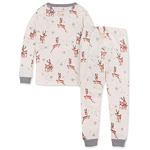 Burt's Bees Baby Baby Girls' Kids 2-Piece Family Jammies, Matching Holiday, Organic Cotton Pjs Pajama Set, Dasher and Dancer, 10 Years