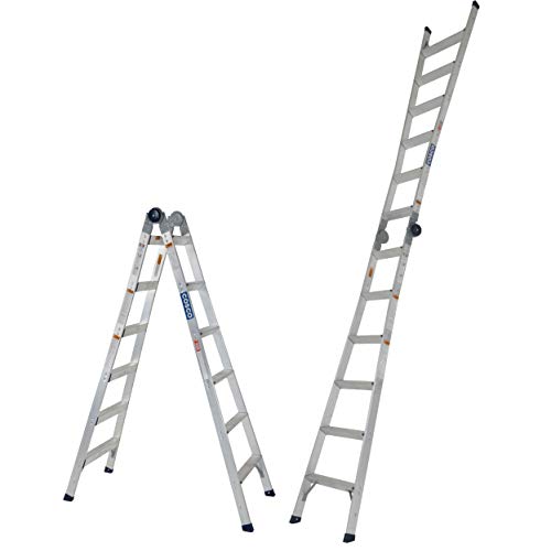 COSCO 20212T1ASE 16ft max Reach 2-in-One Extension Ladder, Steel Gray