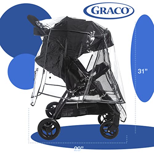 Graco Universal Baby Stroller Plastic Rain Cover & Weather Shield, Lightweight Waterproof Weathershield, Clear Vinyl Infant Car Seat Carriage Umbrella, Winter Snow Wind Protection Travel Accessories