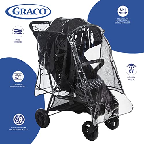 Graco Universal Baby Stroller Plastic Rain Cover & Weather Shield, Lightweight Waterproof Weathershield, Clear Vinyl Infant Car Seat Carriage Umbrella, Winter Snow Wind Protection Travel Accessories