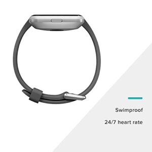 Fitbit Versa Lite Smartwatch,GPS,Charcoal/Silver Aluminum, One Size (S & L Bands Included)