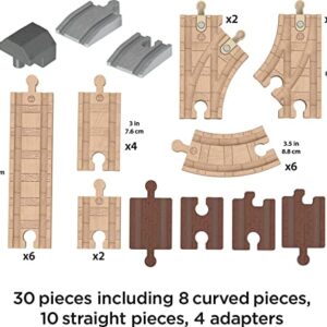 Thomas & Friends Wooden Railway Track Set Expansion Clackety Track Pack, 22 Wood Pieces For Preschool Kids Ages 3+ Years
