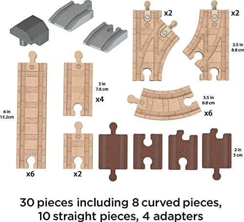 Thomas & Friends Wooden Railway Track Set Expansion Clackety Track Pack, 22 Wood Pieces For Preschool Kids Ages 3+ Years
