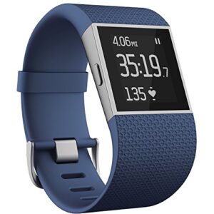 fitbit surge wireless smart fitness watch superwatch wireless activity tracker with heart rate monitor, blue, small (5.5-6.3 in) (renewed)
