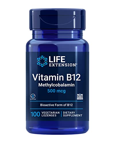 Life Extension Vitamin B12 Methylcobalamin 500mcg - Vitamin B12 Supplement For General Energy and Brain Health - Sugar Free Vegetarian Lozenges Dissolve in Your Mouth - Once Daily - 100 Count