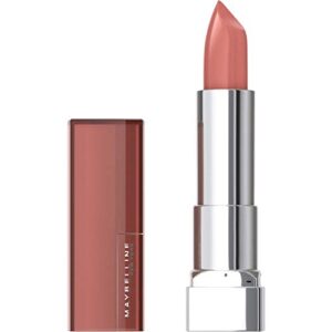 maybelline color sensational lipstick, lip makeup, cream finish, hydrating lipstick, nude, pink, red, plum lip color, bare reveal, 0.15 oz; (packaging may vary)