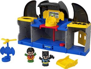 fisher-price little people dc super friends batcave, batman playset with figures for toddlers and preschool kids ages 18 months to 5 years