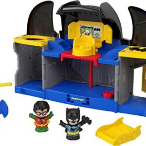 Fisher-Price Little People DC Super Friends Batcave, Batman playset with figures for toddlers and preschool kids ages 18 months to 5 years