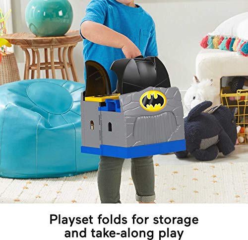 Fisher-Price Little People DC Super Friends Batcave, Batman playset with figures for toddlers and preschool kids ages 18 months to 5 years