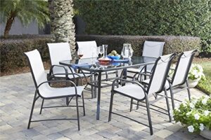 cosco outdoor dining set, 7 piece, gray frame, light gray sling