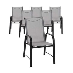 Cosco Outdoor Dining Set, 7 Piece, Gray Frame, Light Gray Sling