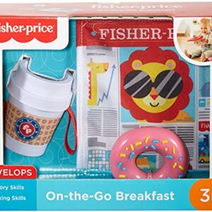 Fisher-Price On-The-Go Breakfast Gift Set, 3 take-Along Sensory Toys for Baby Ages 3 Months and Older