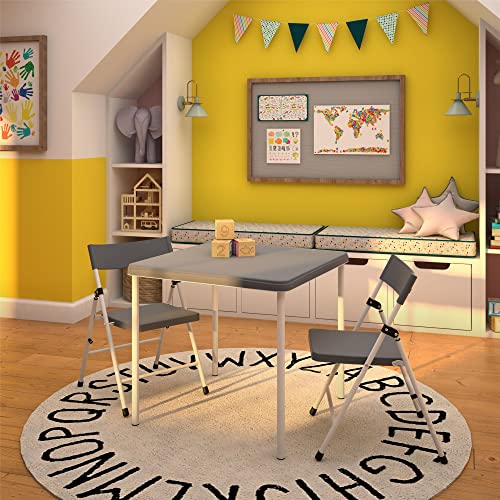 COSCO Kid's 3-Piece Activity Set with Folding Chairs, Cool Gray