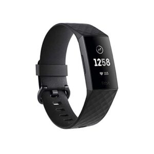 fitbit charge 3 fitness activity tracker, graphite/black, one size (no fitbit warranty support), 0.06 pound