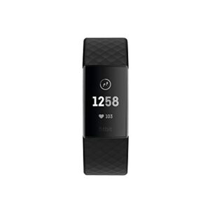 Fitbit Charge 3 Fitness Activity Tracker, Graphite/Black, one Size (no fitbit Warranty Support), 0.06 Pound