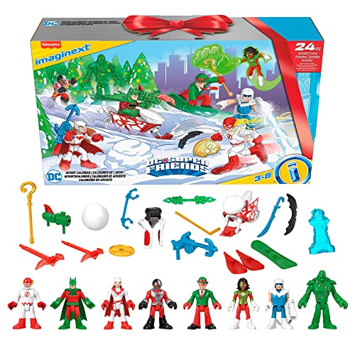 Imaginext DC Super Friends Advent Calendar, Christmas Gift Of 24 Figures & Accessories For Preschool Kids Ages 3+ Years