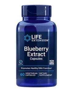 life extension blueberry extract capsules – whole fruit wild blueberry extract supplement pills- for brain health support – non-gmo, gluten-free ,vegetarian – 60 capsules