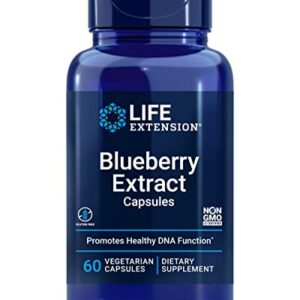 Life Extension Blueberry Extract Capsules - Whole Fruit Wild Blueberry Extract Supplement Pills- For Brain Health Support - Non-GMO, Gluten-Free ,Vegetarian - 60 Capsules