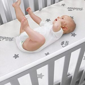 Crib Mattress Topper Memory Foam 2-Inch Fit Standard Crib/Toddler Bed Mattress with Removable Bamboo Crib Mattress Pad Topper Cover Protector Machine Wash & Non-Slip | 52“x 27“