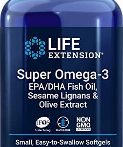 Life Extension Super Omega-3 360 Softgels, Easy to Swallow, EPA/DHA Omega3 Fish Oil, Sesame Lignans & Olive Extract