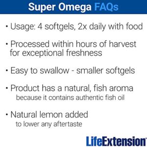 Life Extension Super Omega-3 360 Softgels, Easy to Swallow, EPA/DHA Omega3 Fish Oil, Sesame Lignans & Olive Extract