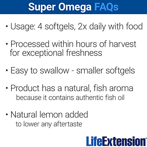 Life Extension Super Omega-3 360 Softgels, Easy to Swallow, EPA/DHA Omega3 Fish Oil, Sesame Lignans & Olive Extract