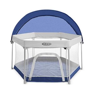 graco pack ‘n play litetraveler lx playard outdoor and indoor playspace with compact fold uv canopy, canyon