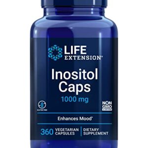 Life Extension Inositol Caps 1000 mg - Myo-inositol Supplement - Gluten-Free, Non-GMO, Vegetarian - 360 Capsules