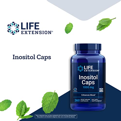 Life Extension Inositol Caps 1000 mg - Myo-inositol Supplement - Gluten-Free, Non-GMO, Vegetarian - 360 Capsules