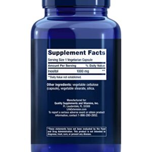 Life Extension Inositol Caps 1000 mg - Myo-inositol Supplement - Gluten-Free, Non-GMO, Vegetarian - 360 Capsules