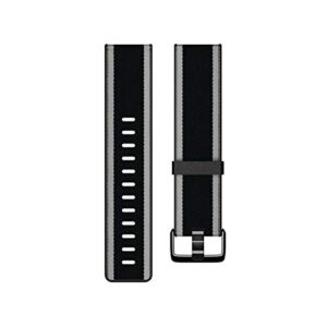 fitbit versa family accessory band, official fitbit product, hybrid woven, black/gray, small
