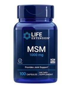 life extension msm 1000 mg – joint health supplement for adults – support muscle, joints, knee and cartilage health for mobility, strength, relief – gluten-free, non-gmo – 100 capsules