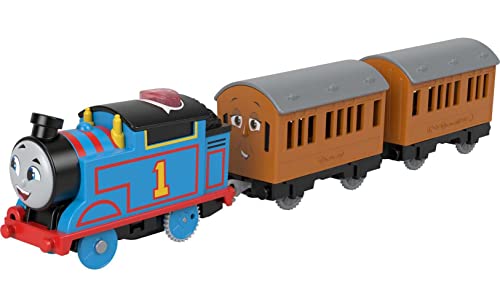 Thomas & Friends Motorized Toy Train Talking Thomas Engine with Annie & Clarabel Coach Cars for Preschool Kids Ages 3+ Years