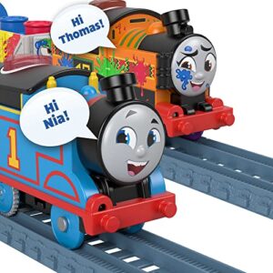 Thomas & Friends Motorized Toy Train Talking Thomas Engine with Annie & Clarabel Coach Cars for Preschool Kids Ages 3+ Years