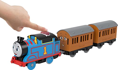 Thomas & Friends Motorized Toy Train Talking Thomas Engine with Annie & Clarabel Coach Cars for Preschool Kids Ages 3+ Years