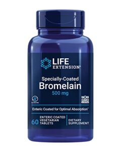 life extension specially-coated bromelain – bromelain proteolytic enzyme extract from pineapple supplement for joint health – gluten-free, non-gmo, vegetarian – 60 enteric-coated tablets